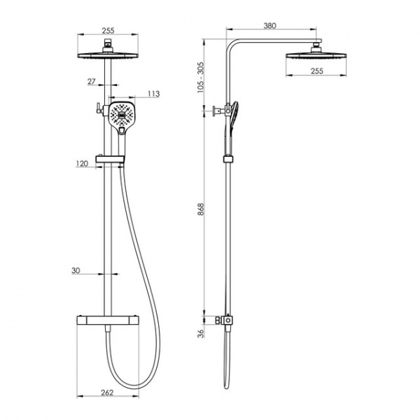 Душевая система Imprese Centrum T-15260LT с термостатом