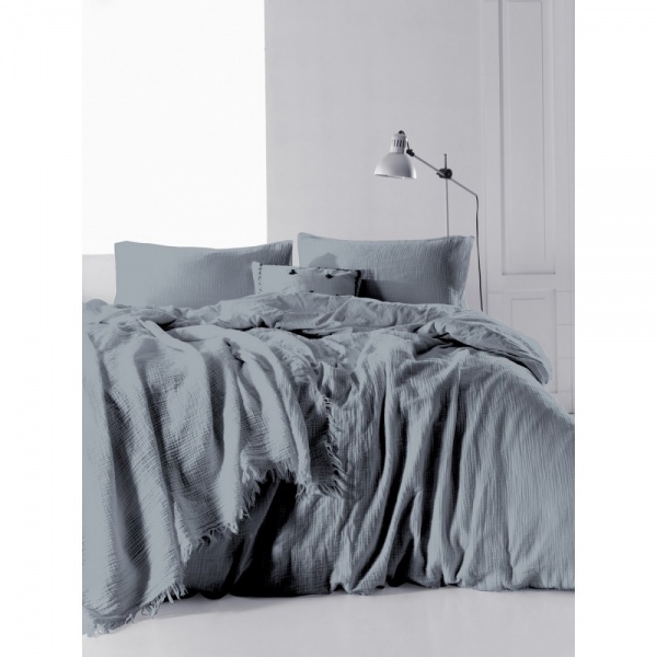 Комплект постільної білизни Muslin Dark Grey сім сірий SoundSleep 