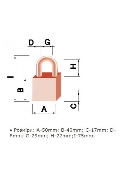 Замок навісний TOKOZ BETA 50 3TK1 M бежевий