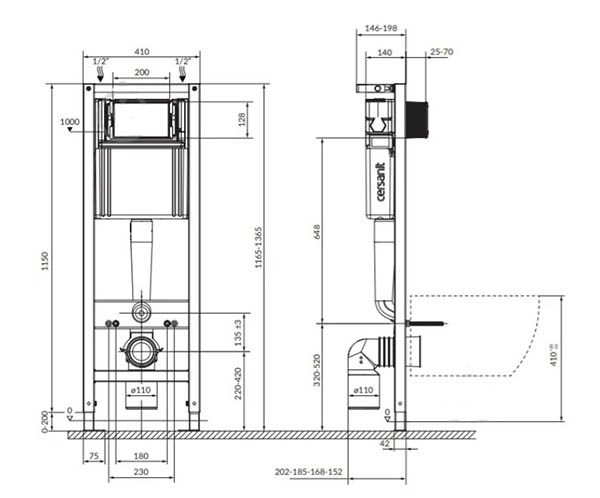 Комплект інсталяції Cersanit СЕТ C46: SYSTEM 40 механічна + підвісний унітаз MODUO 214