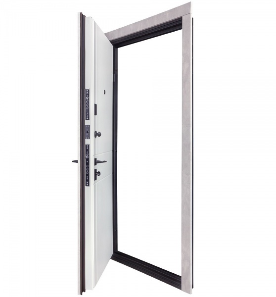 Дверь входная Булат Ультра (квадро) 540/249 Wavestone grey грей / белый супермат 2050x850 мм правая