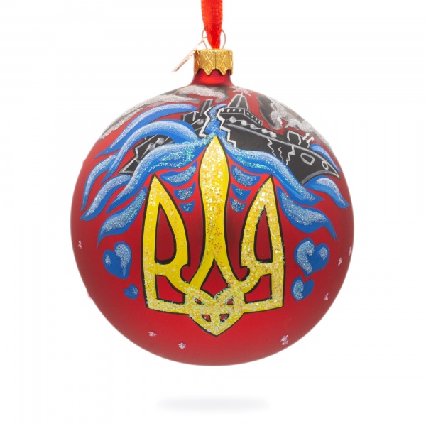 Ялинкова іграшка Україна понад усе 100 мм червоний К-1648-100