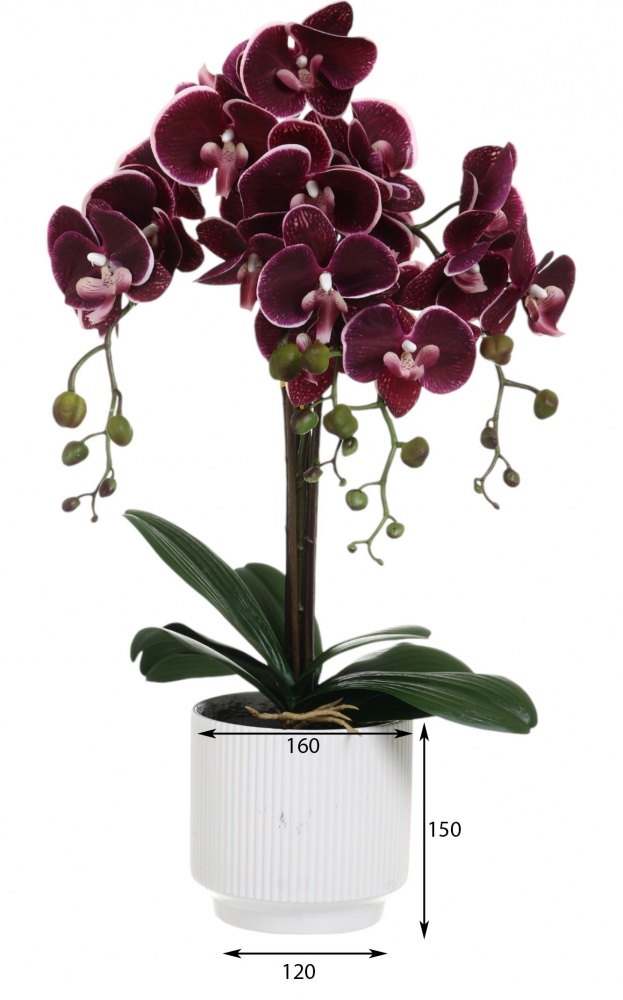 Квітка штучна Орхідея Real Touchперперна в горщику 74 см