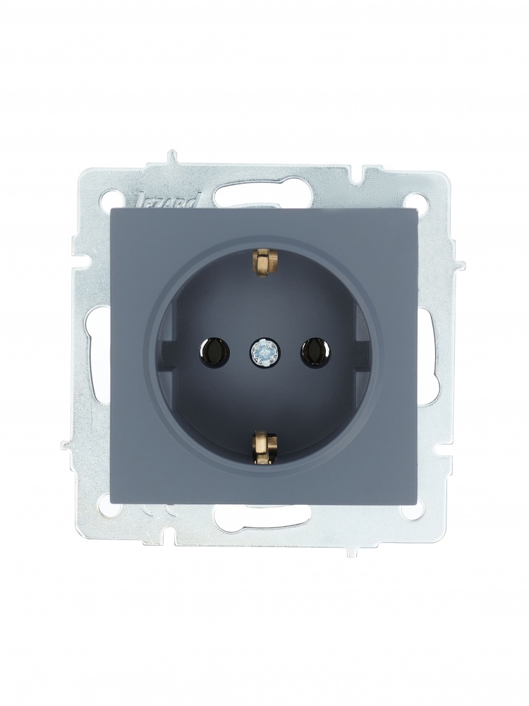 Розетка бытовая с заземлением Lezard Vesna IP20 шефилд грей 742-3488-122B