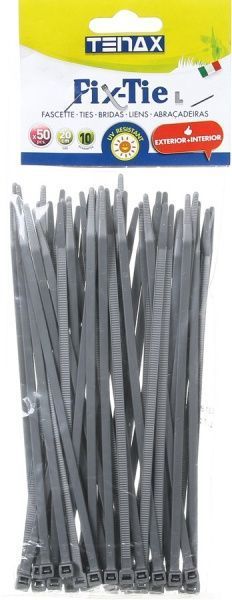 Хомут пластиковый TENAX 200 мм (50 шт.) серый 
