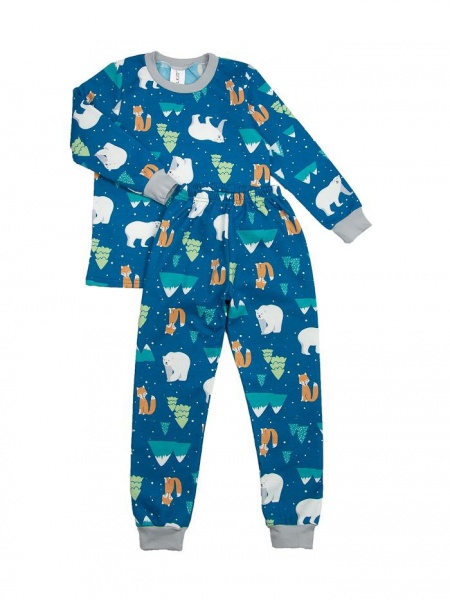 Піжама дитяча унісекс Luna Kids Лісові звірята (футер) р.122–128 бірюзовий 