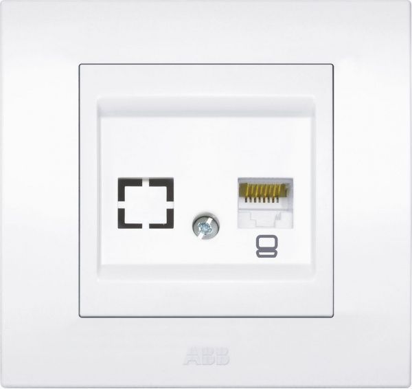 Розетка комп’ютерна ABB Cosmo RJ45 cat 6 білий 619-010200-247