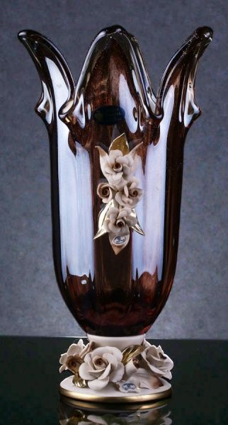 Ваза стеклянная коричневая Omega 40 см White cristal