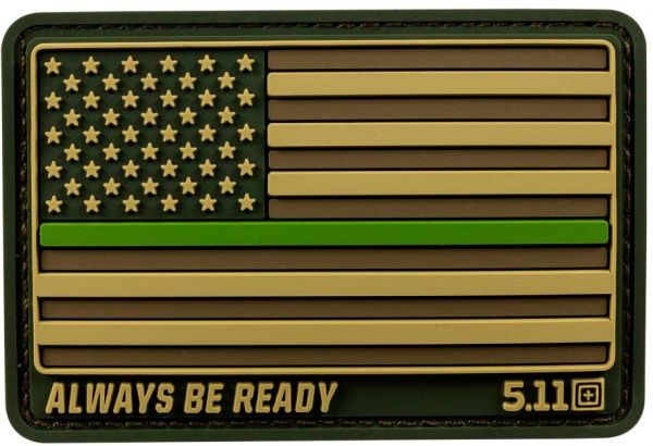 Нашивка 5.11 Tactical USA Flag Thin Green Line Patch GREEN 81669-194
