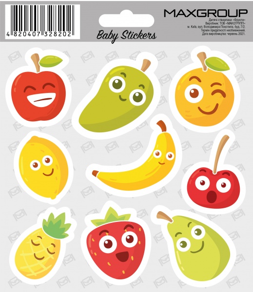 Набір наліпок MAXGROUP Фрукти NM-112