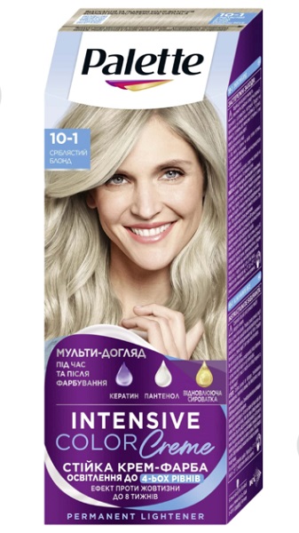 Крем-фарба для волосся Palette Intensive Color Creme (Інтенсивний колір) 10-1 (C10) сріблястий блондин 110 мл