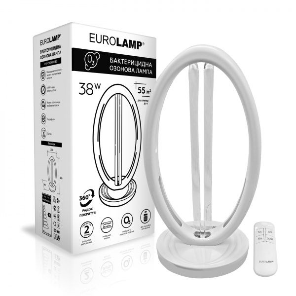 Светильник настольный бактерицидный Eurolamp 2G11 с озонированием (овал) 38 ВТ