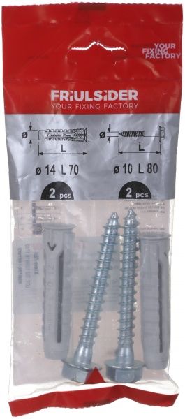 Дюбель универсальный с винтом для дерева 14x70 мм 2 шт. Friulsider