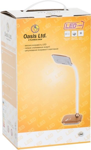 Настольная лампа офисная Oasis LED 5 Вт золотистый GD-557 gold 