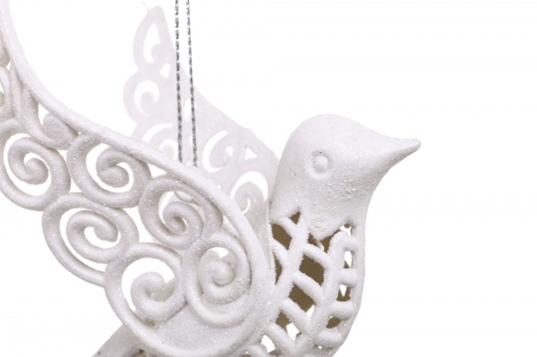 Декоративная подвеска Птичка 11 см белый NY21075