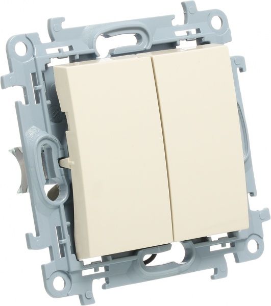 Выключатель двухклавишный Simon 10 с подсветкой 10 А 250В кремовый CW5BL.01/41