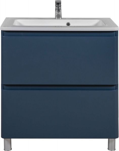 Тумба напольная Aqua Rodos Акцент синий мат с умывальником Альфа 80