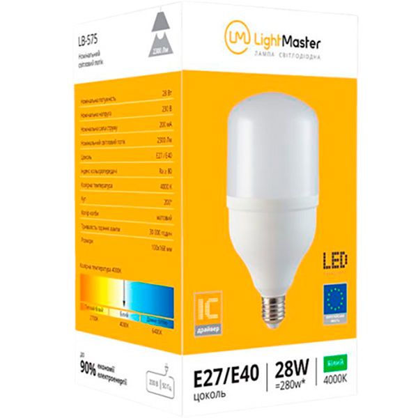 Лампа світлодіодна LightMaster LB-575 28 Вт T100 матова E40/E27 220 В 4000 К 