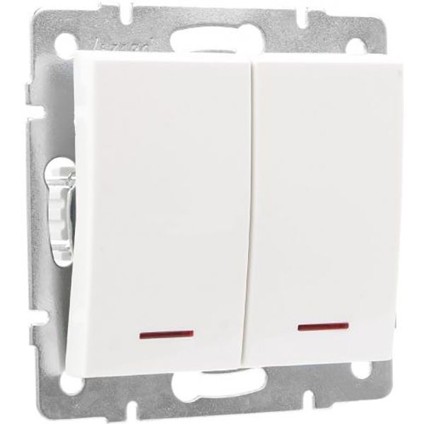 Вимикач двоклавішний Lezard Rain з підсвіткою 10 А 250В білий 703-0288-112