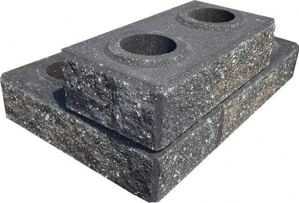 Цегла гіперпресована LEGO-FASAD колота кутова коричнево-чорна