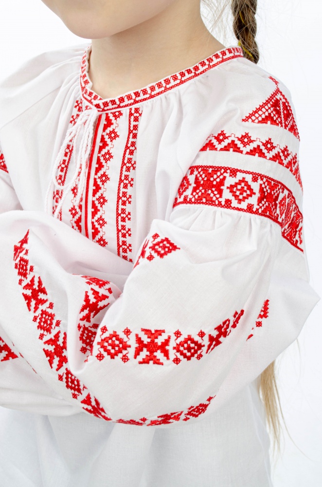 Вышиванка для девочек Эдельвика 393-23/09 р.122 белый 393-23/09