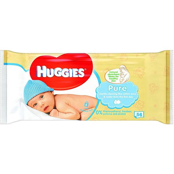Дитячі вологі серветки Huggies Pure 56 шт.