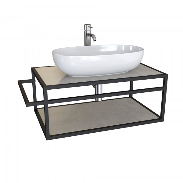 Тумба под умывальник Tero 1 с одним поручнем (766x330x466) черная