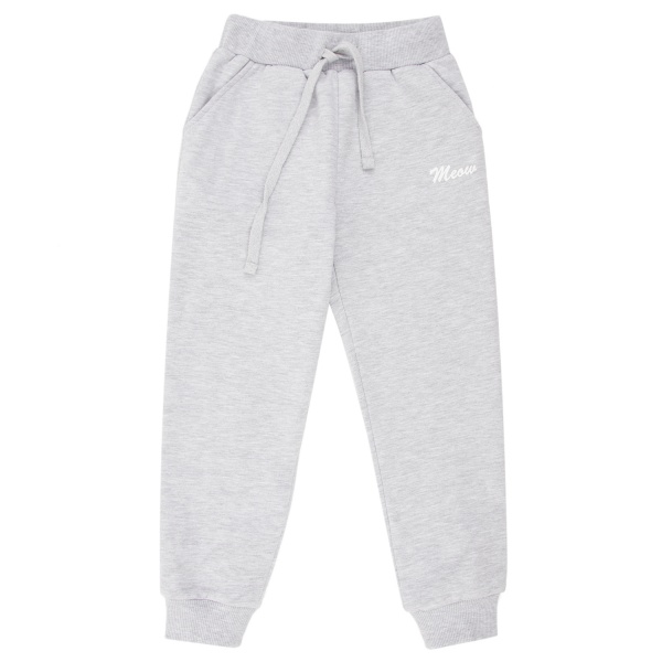 Штаны для девочек Funtime Meow р.104 светло-серый меланж 