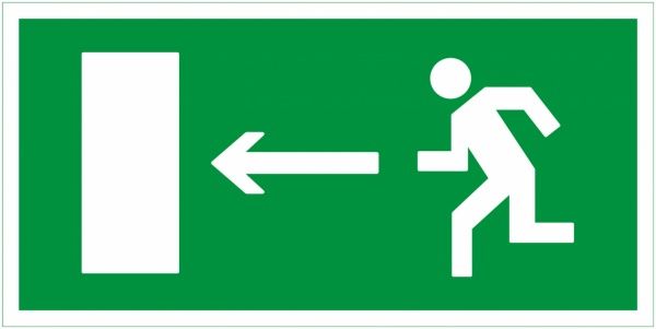 Наклейка Направление к эвакуационному выходу налево 200х100 мм