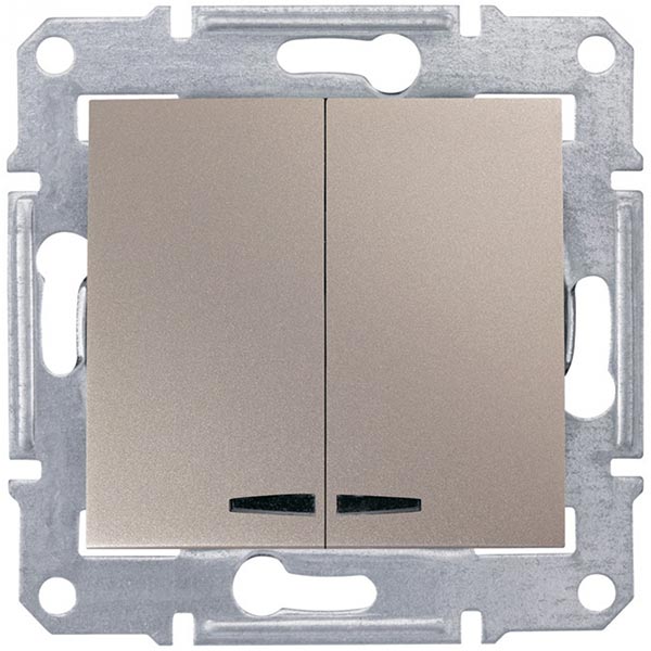 Вимикач двоклавішний Schneider Electric Sedna з підсвіткою 10 А 250В IP20 титан