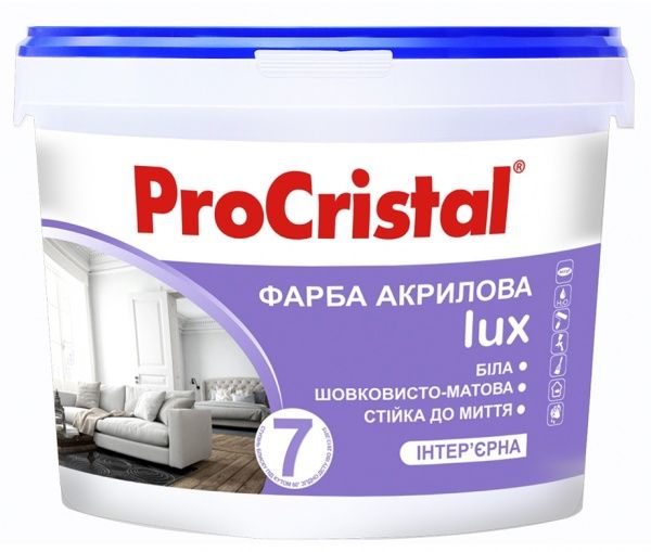 Краска акриловая ProCristal интерьерная Lux 7 IР-237 шелковистый мат 5л 
