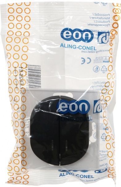 Вимикач двоклавішний Aling-Conel Eon з підсвіткою 10 А 250В чорний E626.E1