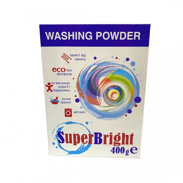 Пральний порошок для машинного та ручного прання SuperBright універсальний 0,4 кг 