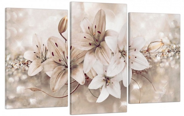 Картина модульная Картина модульна 3 частини Білі лілії МК 30202 100x53 см ЕО235 
