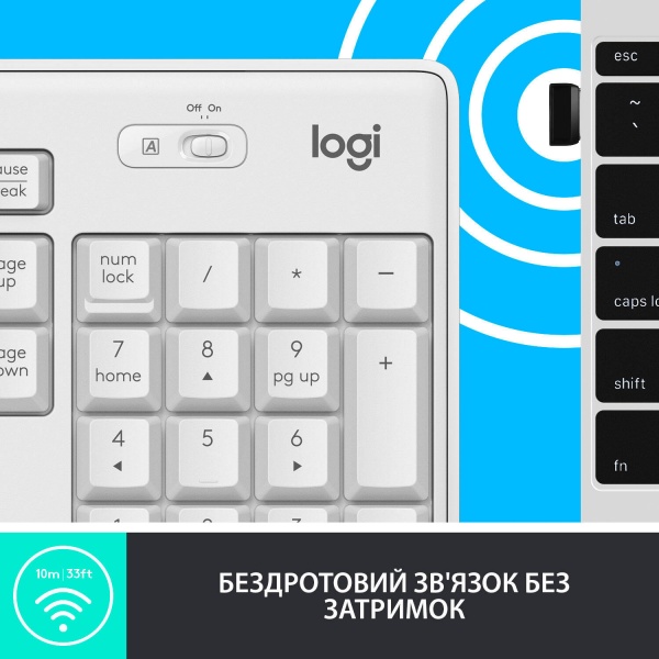 Комплект клавіатура та миша Logitech MK295 Silent Wireless Combo White (L920-009824) 
