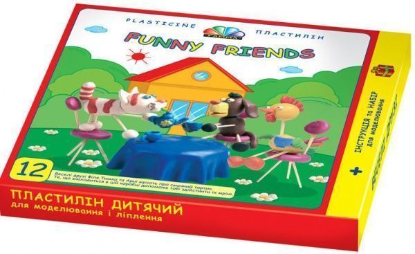 Пластилин Веселые друзья 12 цветов 180 г 331017 Гамма