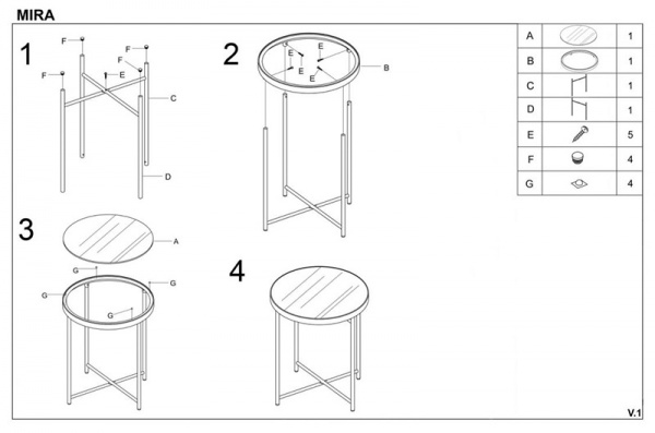 Стол журнальный Mira 420x460мм Halmar 