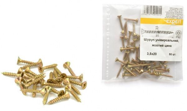 Шуруп універсальний потайна головка ЦЖ 3,5x20 мм 50 шт. жовтий Expert Fix