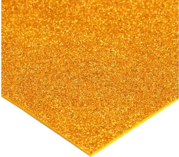 Фоамиран с блестками на клейкой основе MX61855 2 мм 20х30 см золотистый