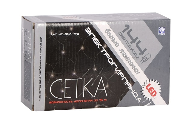Гирлянда-сетка Джаз Лайт NTLD144-W-E встроенный светодиод (LED) 144 ламп 1,5 м 