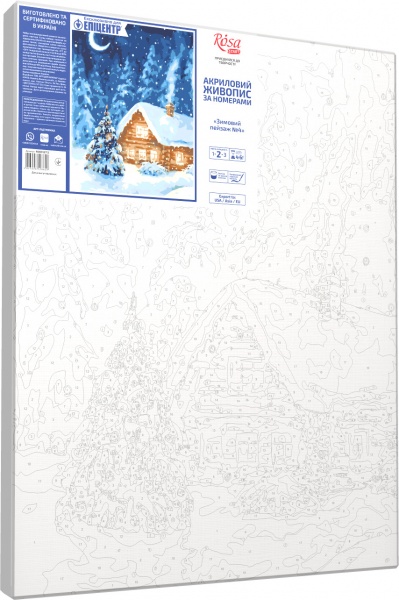 Набір, техніка акриловий живопис за номерами Зимовий пейзаж 4 35х45 см Rosa Start 