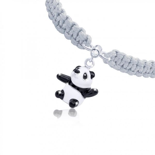 Браслет плетеный UMa&UMi Мишка Панда бело-черный