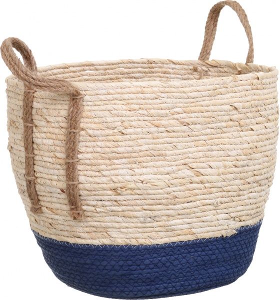 Кошик з ручками Рогоза великий 38х33 см бежево-чорний