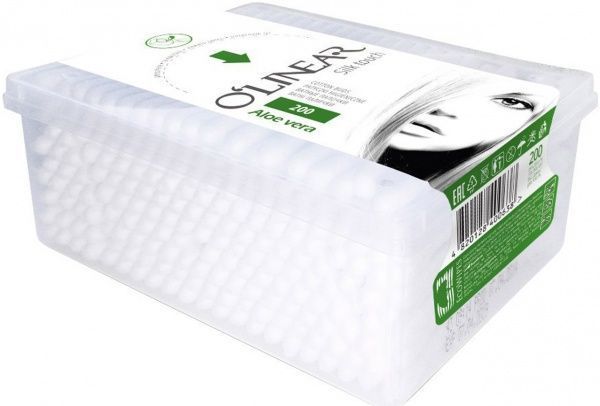 Ватные палочки O'Linear silk touch Aloe vera 200 шт. (квадратная)