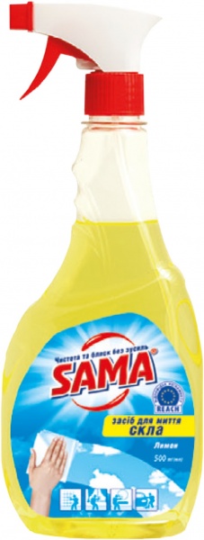 Средство моющее для стекла и зеркал SAMA Лимон с распылителем 0,5 л