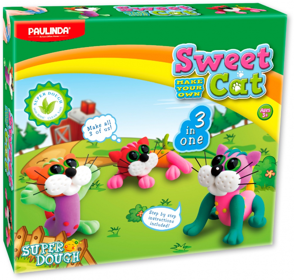 Набір для творчості Paulinda маса для ліплення Super Dough Котики 081556
