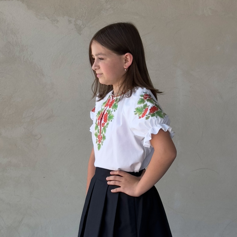 Вышиванка для девочек Эдельвика Калина р.134 белый 263-25/09