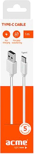 Кабель Acme USB Type-C – USB 1 м білий (4770070879153) CB1041W 