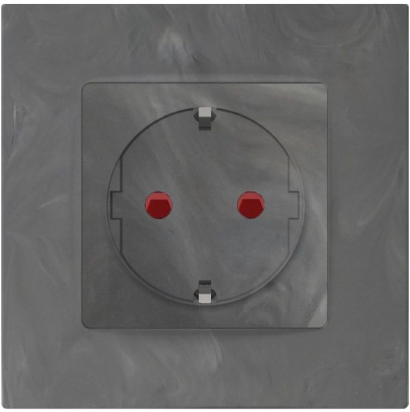 Розетка с заземлением Plank Electrotechnic Classic/Nordic антимикробная со шторками без крышки базальт PLK0520731