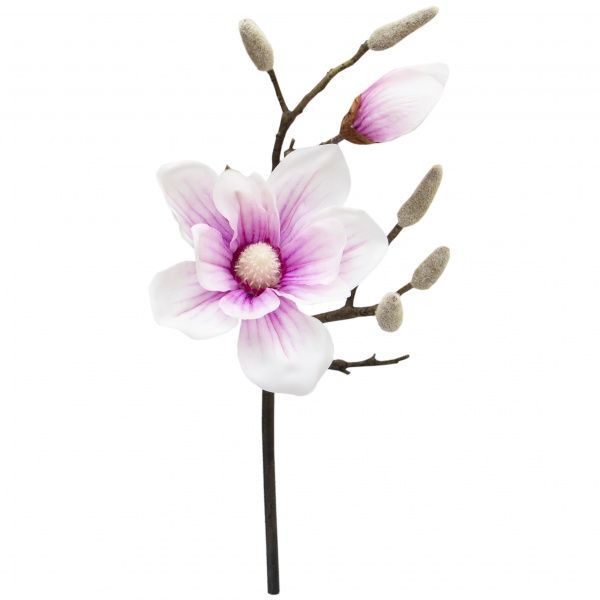 Цветок искусственный Магнолия 45 см бело-розовая Home Seasons Decor